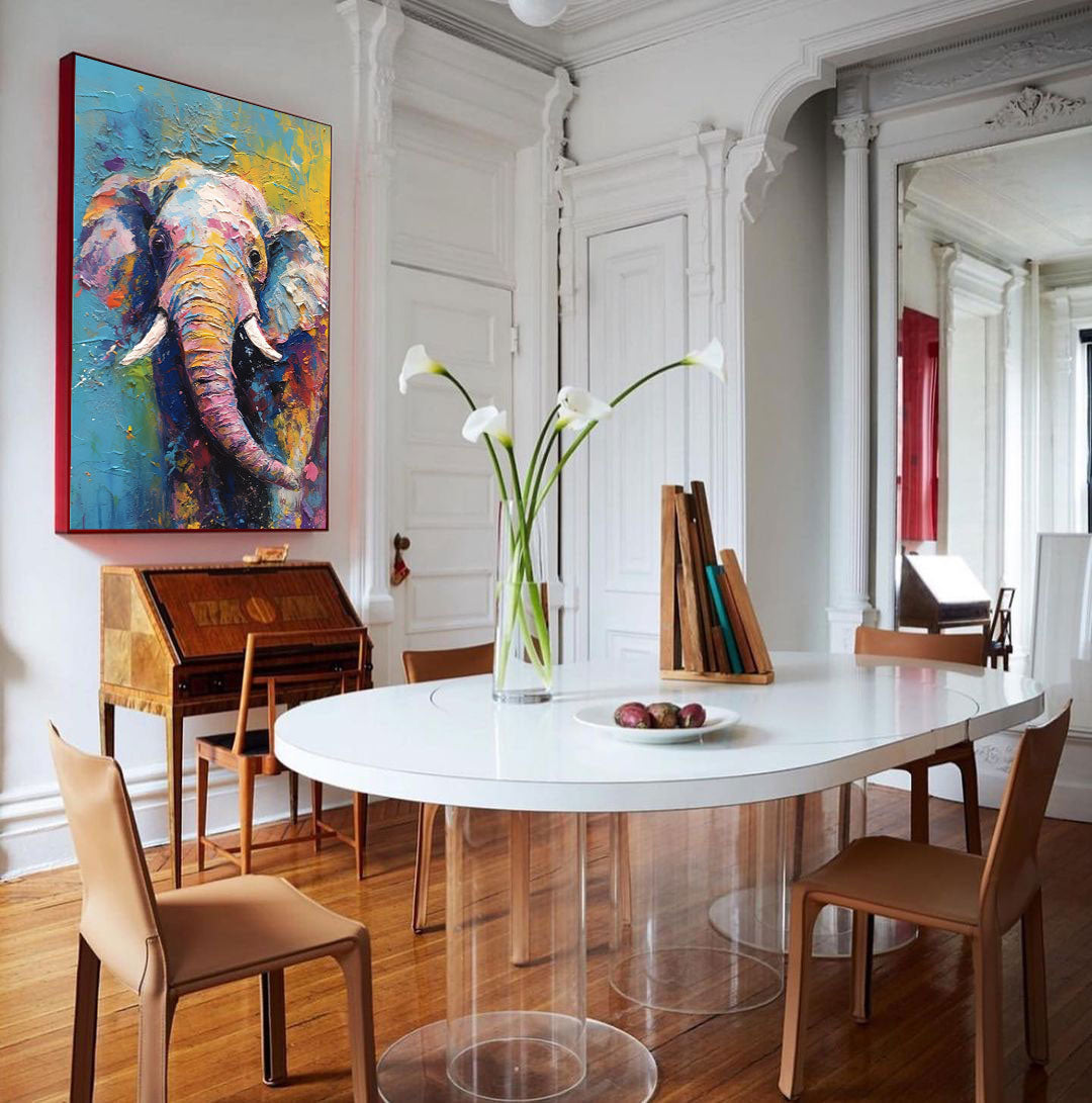 Wallart Whimsical Elephant in Vibrant Hues