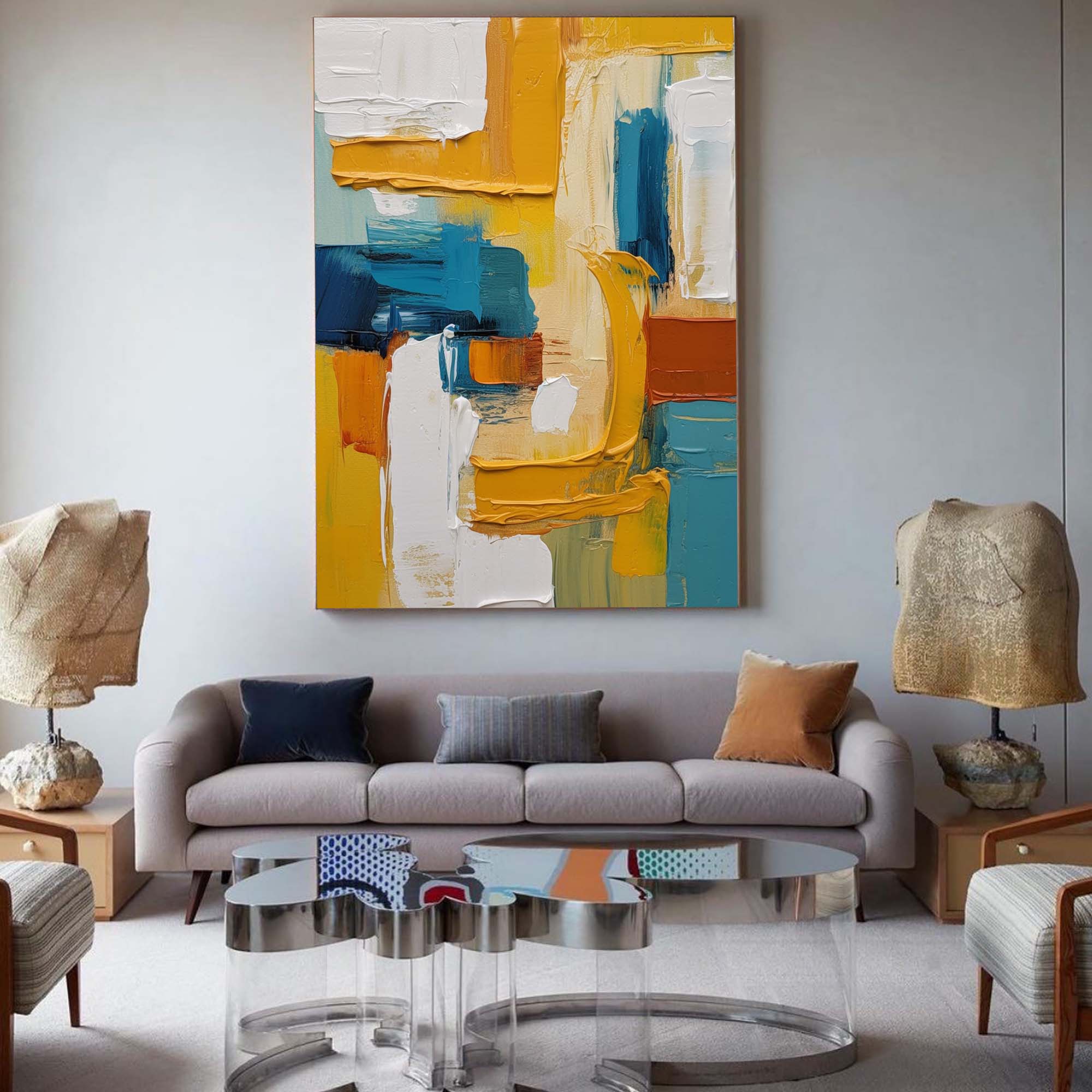 Wallart Golden Arches in Blue and Rust