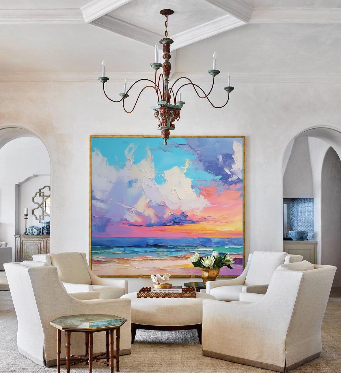 Wallart Pastel Sunset Over Calm Waves