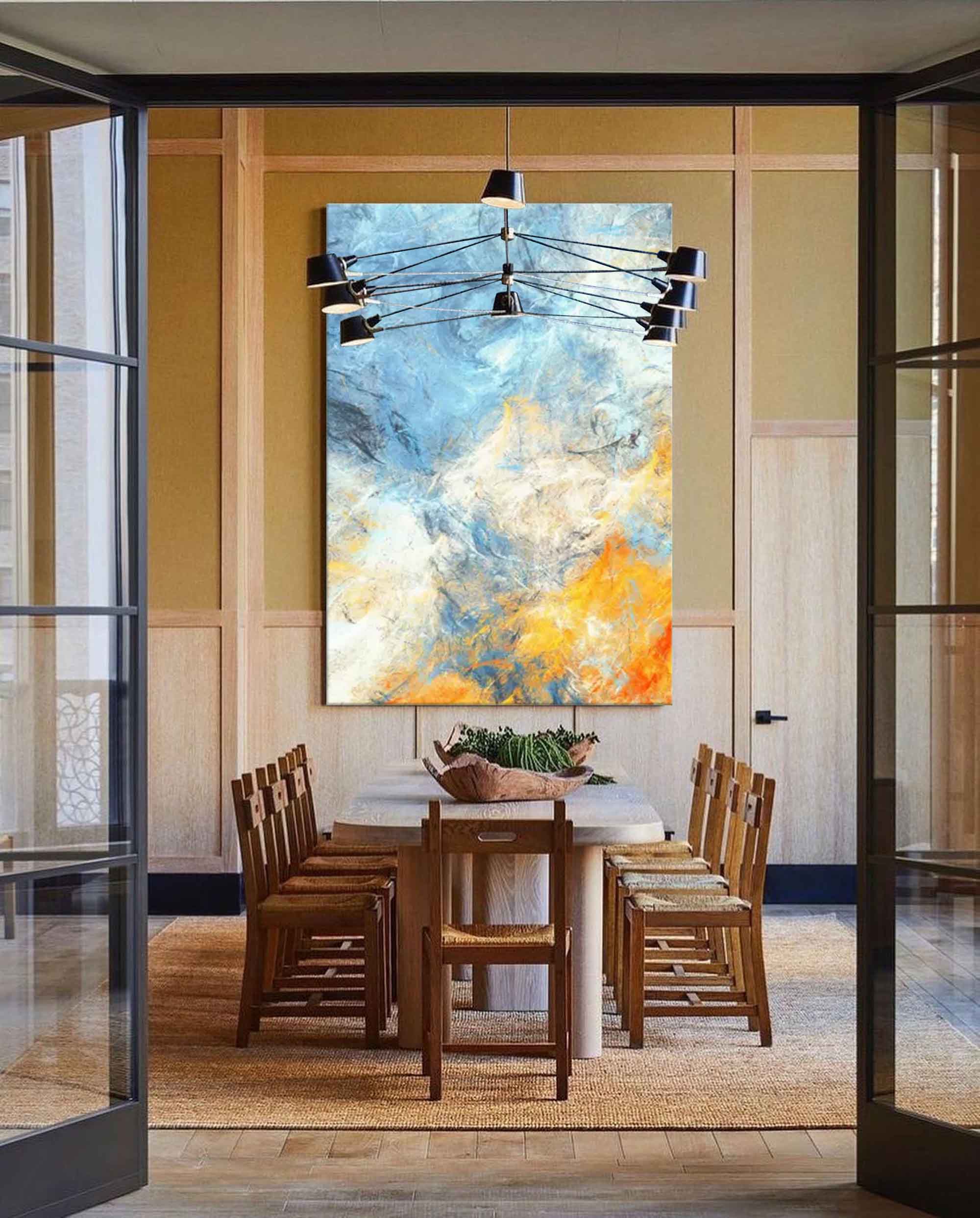 Wallart Blue and Orange Abstract Canvas Art