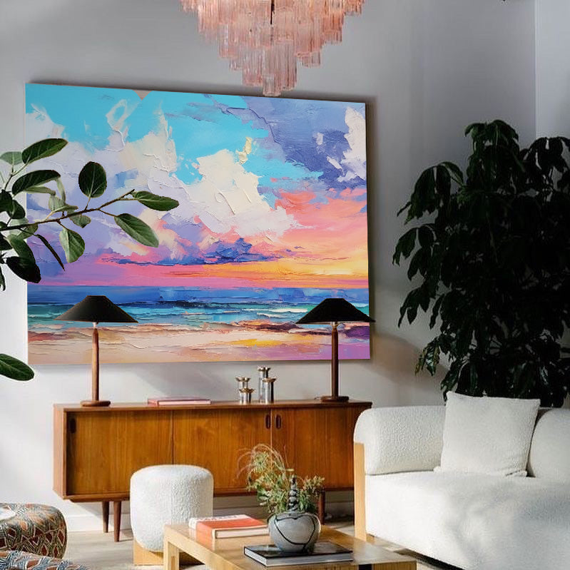 Wallart Pastel Sunset Over Calm Waves